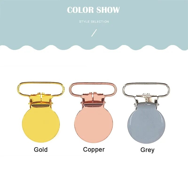 Color: Mixed - Chenkai 30PCS 1''25mm Round Metal Clips For DIY Baby Teether Chain Toy Holder Accessories Suspenders Soothers Pacifier Clips - Minihomy