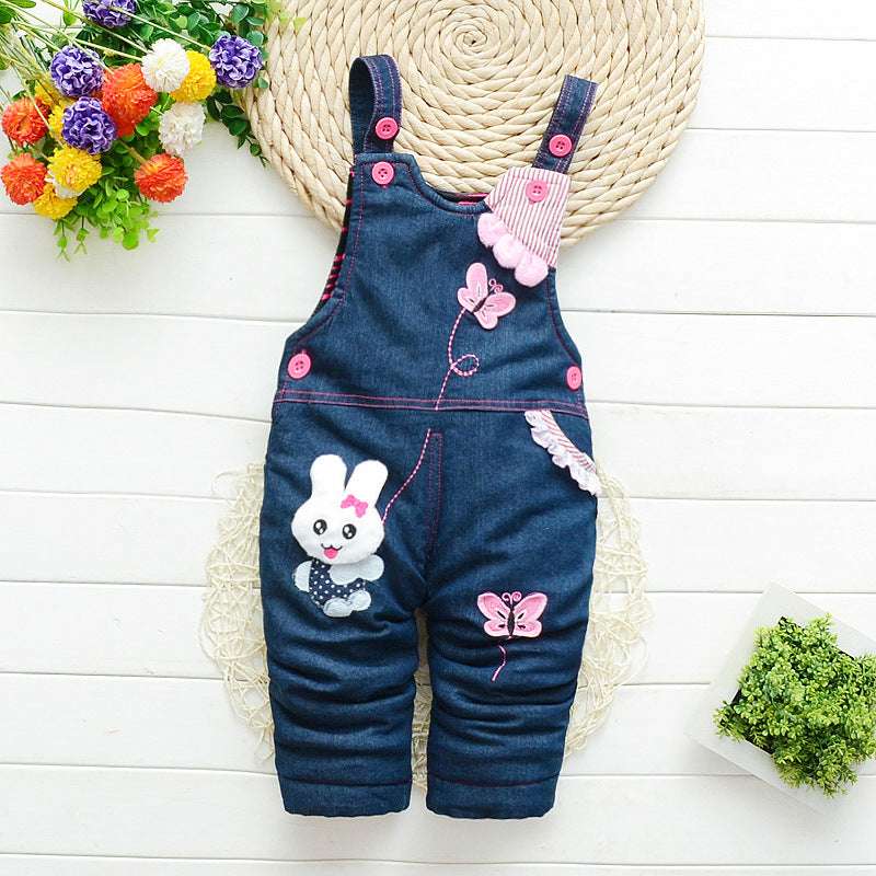 Infant Jeans Little Kids Cartoon Cute Suspenders Toldder Causal Trousers - Minihomy