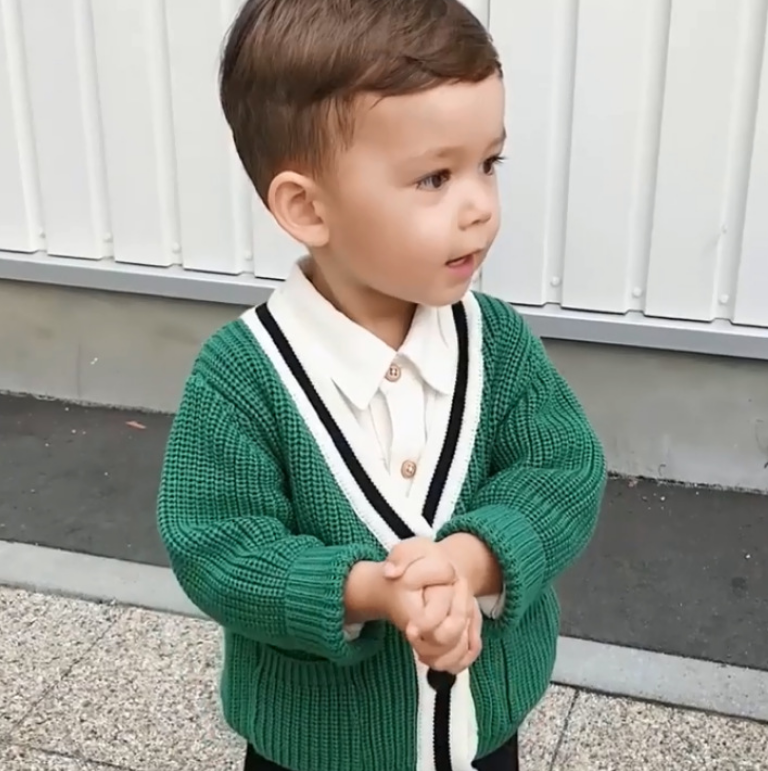 Autumn baby sweater cardigan college wind color boy handsome jacket - Minihomy