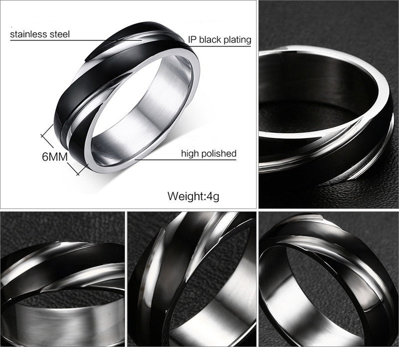 Black Titanium Steel Twill Men's Ring - Minihomy