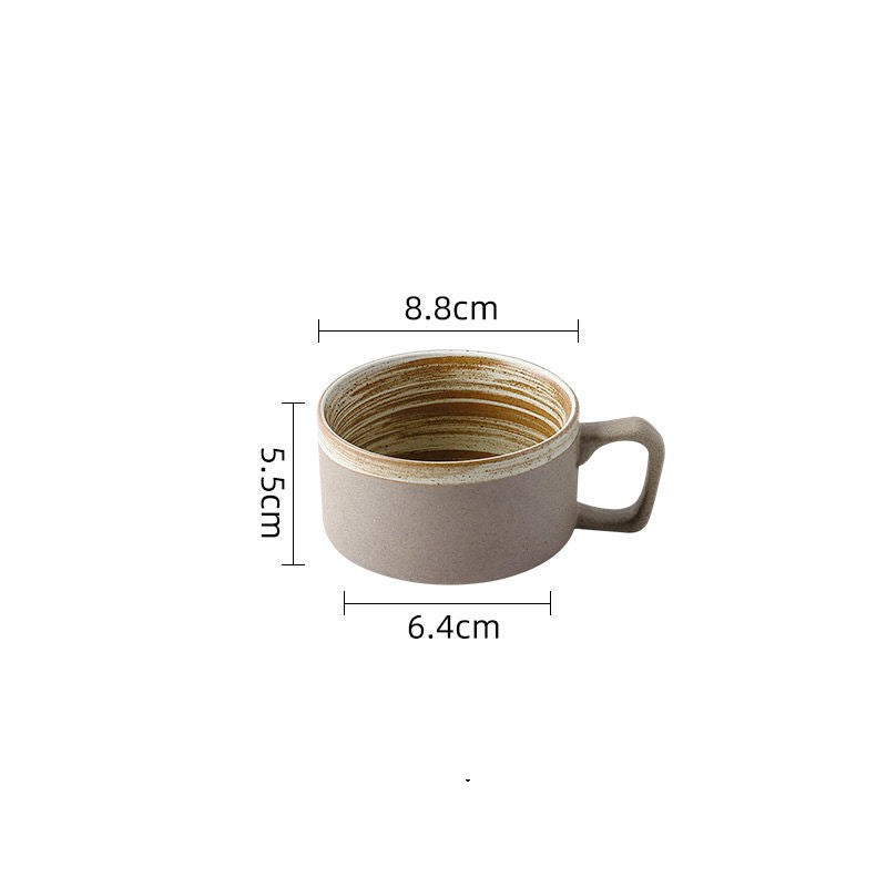 Ceramic Coffee Cup and Saucer Set Creative Handmade Retro Coffee Cup - Minihomy