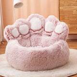 Cozy Bear Paw Pet Bed - Long Plush Round Cat and Dog Mat for Deep, Warm Sleep - Minihomy