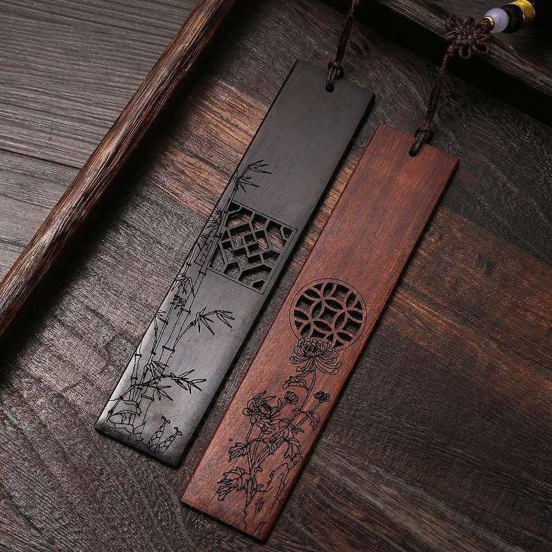 Mahogany Ebony Hollow Nanmu Bookmark Set Chinese Style Crafts - Minihomy