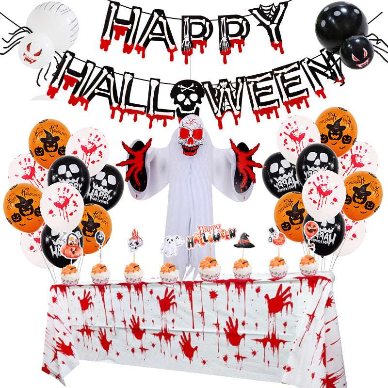 Halloween Balloon Set Blood Color Banner Ghost Package Ghost Festival Party Decoration - Minihomy