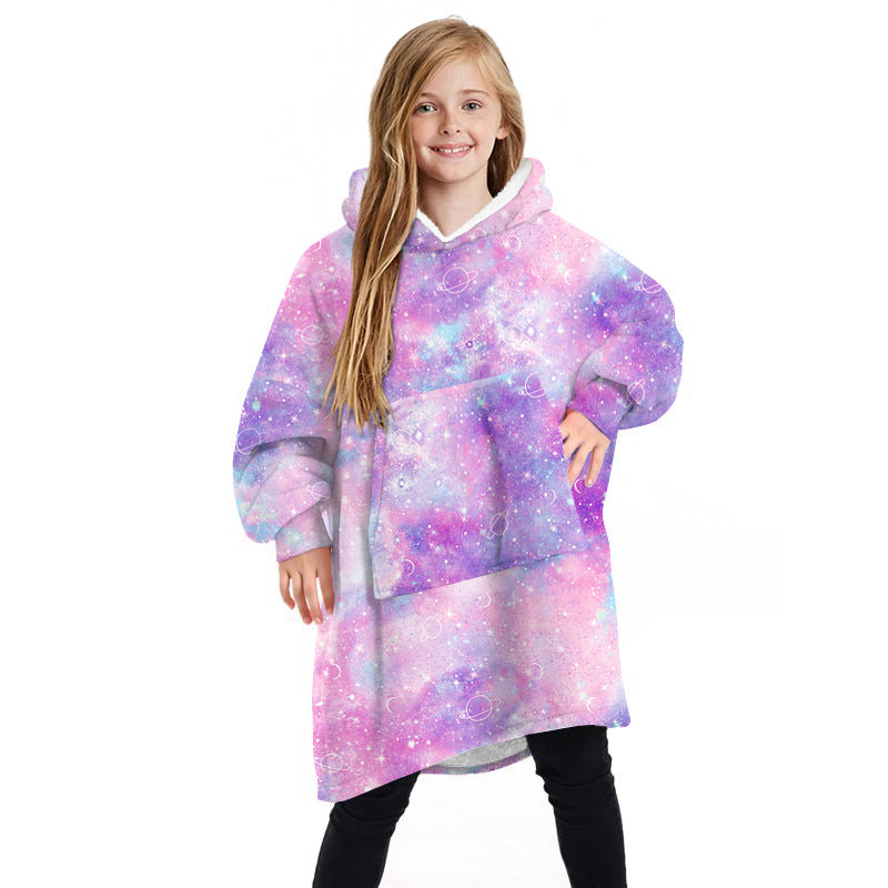 Children's Winter Home Blanket Double-sided Hoodie Pijamas - Minihomy