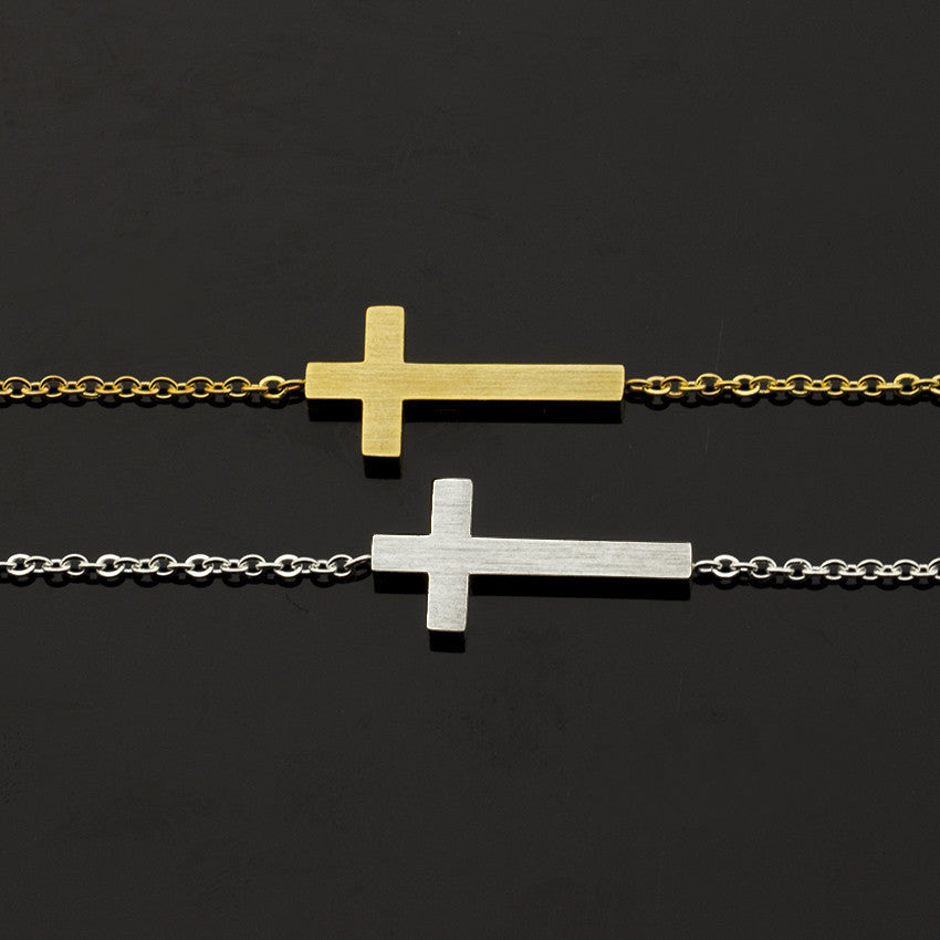 Jesus Christ Cross Bracelet Silver Gold Bracelet Bridesmaid Gift Religious Jewelry Stainless Steel - Minihomy