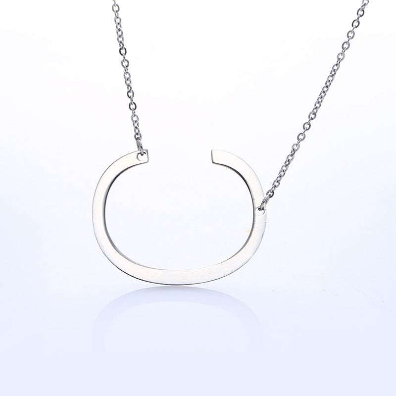 Fabulous Rose Gold Plated Stainless Steel Initial Letter Pendant Necklace - Minihomy