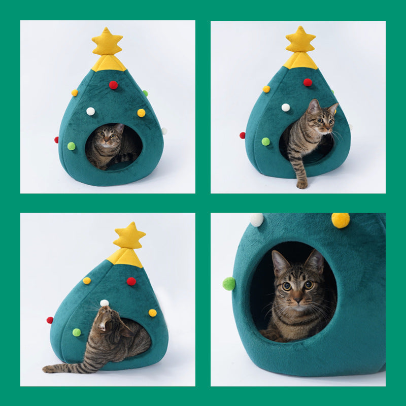 Christmas Tree Pet Bed Winter Warm Pet Nest Cat House Dog pet supplies - Minihomy