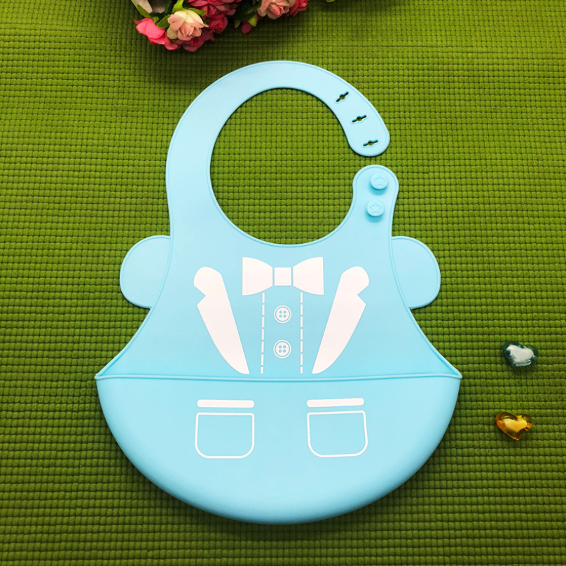 Baby food grade silicone food meal pockets Children's dinner pockets Waterproof disposable cartoon bibs - Minihomy