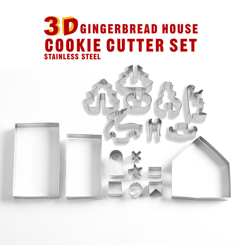 8/18-piece Set Gingerbread House Stainless Steel Christmas Scenario Cookie Cutters Set Biscuit Mold Fondant Cutter Baking Tools - Minihomy