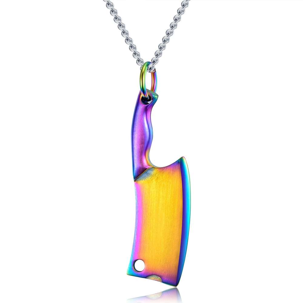 Men's Stainless Steel Necklace Colorful Glare Classic Pendant - Minihomy