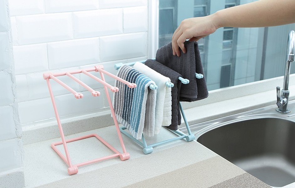 Foldable Dishcloth Shelf Kitchen Accessories Gadget Organizer - Minihomy