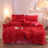 Duvet Cover Queen King Winter Warm Bed Quilt Cover Pillowcase Fluffy Plush Shaggy Bedclothes Bedding Set - Minihomy