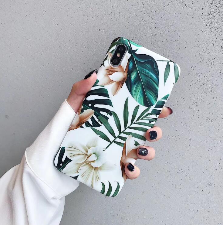 Flowers Banana Leaf Art Phone Case For IPhoneXS Max XR 6S 6 7 8 Plus X Retro Soft Floral Phone Back Case With Flowers Style - Minihomy