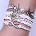 Vintage Peace Dove Pearl Life Tree 8 Words Endless Braided Bracelet