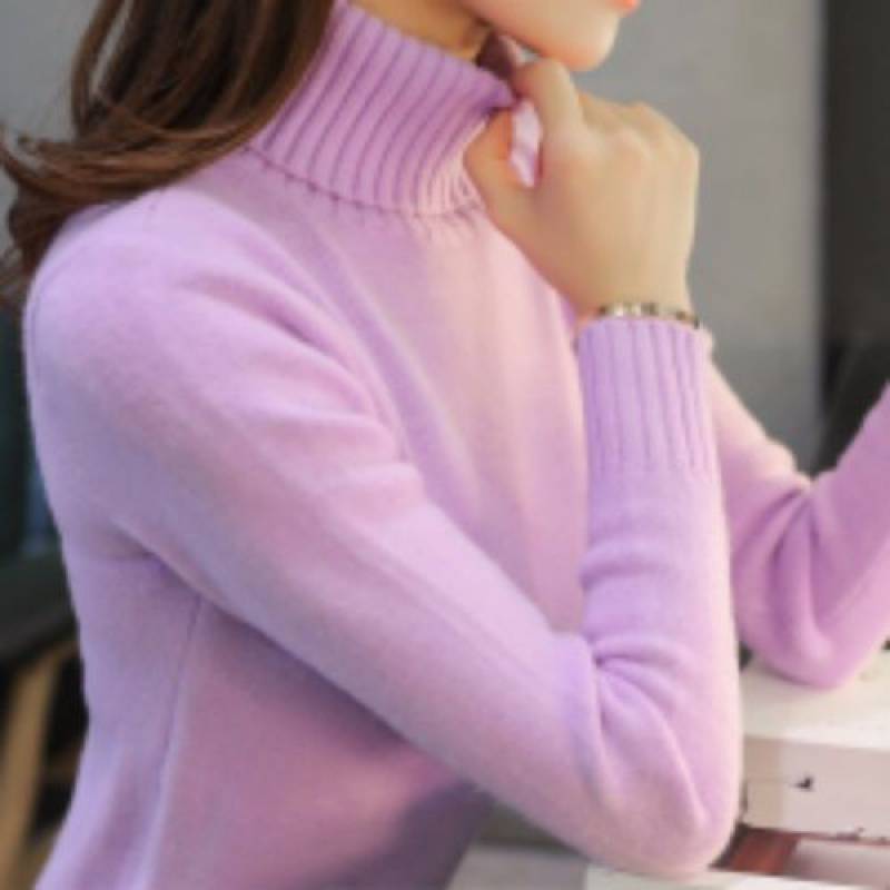 Women's Turtleneck Pullover Warm Pure Color Sweater