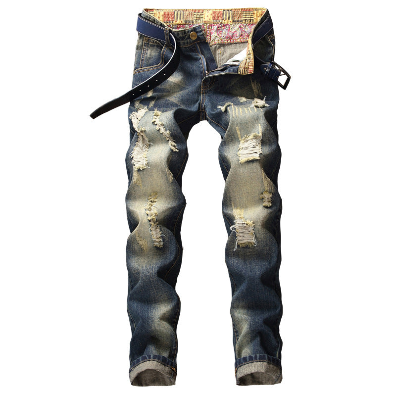 Shabby nostalgic jeans Slim Denim Trousers