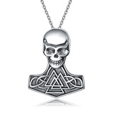 925 Sterling Silver Vintage Celtic Knot Skull Pendant Necklace Jewelry - Minihomy