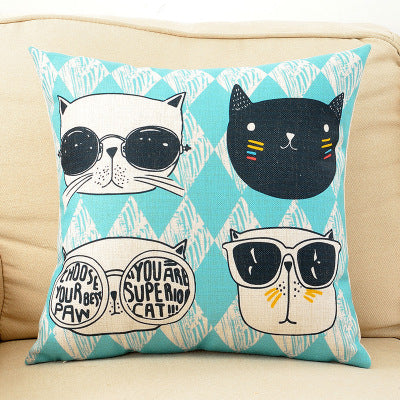 Cool Cat Cartoon Cushion Cover Lovely cartoon couch pillowcase - Minihomy