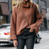 Casual Knitted Pull Femme Solid Long Sleeve Sweater - Minihomy