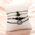 Black Love Heart Openwork Lotus Ball Leaf Bracelet Four-piece Set - Minihomy