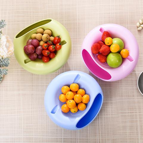 Plastic lazy double dry fruit plate creative fruit plate living room melon box candy storage box - Minihomy