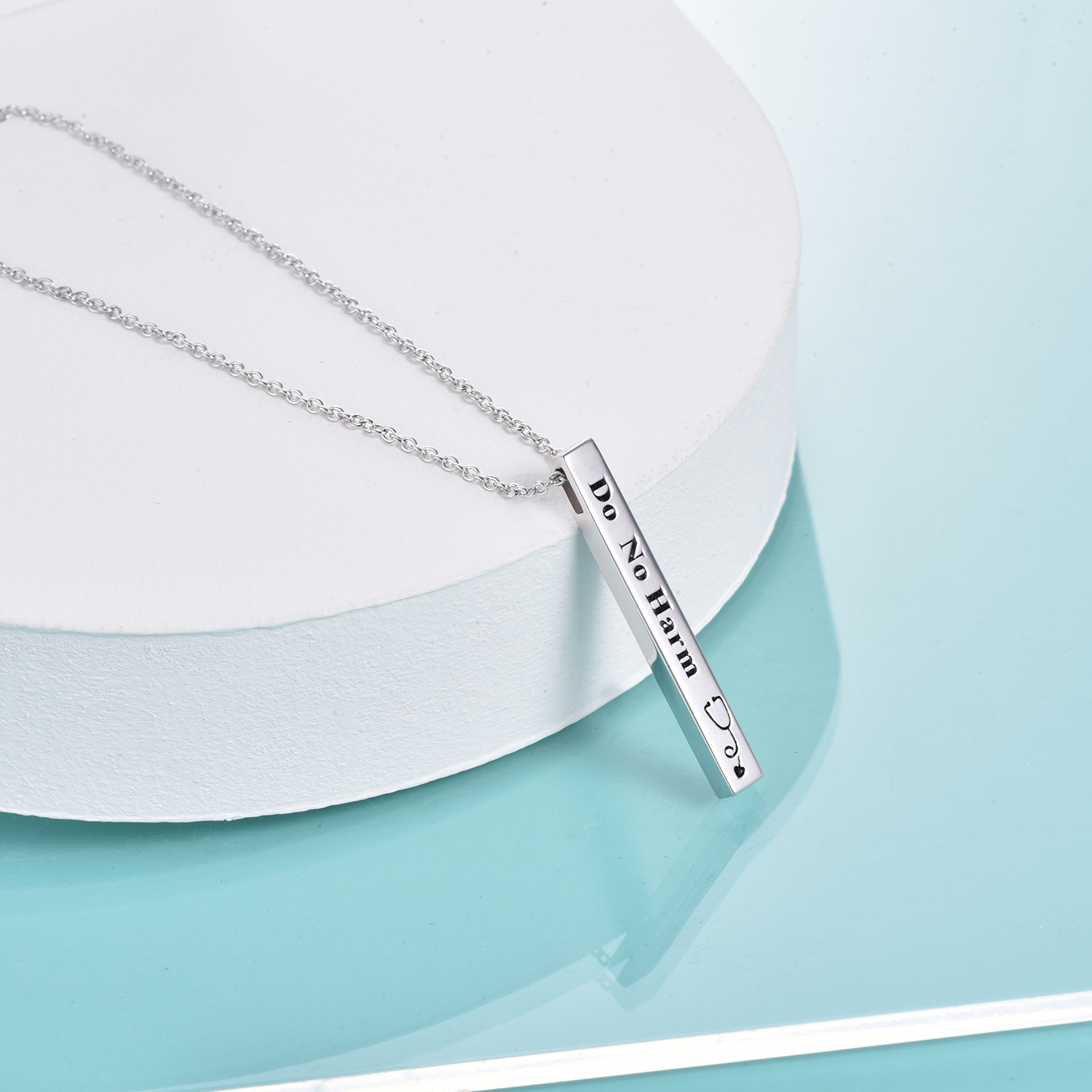 Sterling Silver Vertical Bar Stethoscope Necklace