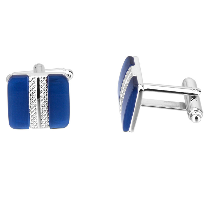 Metal Inlaid Blue Opal French Cufflinks Suit Business Simple - Minihomy