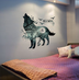 Wolf Moon Wall Stickers PVC Material DIY Forest Tree Branch Birds Wall Poster for Kids Rooms Decoration Mural Art