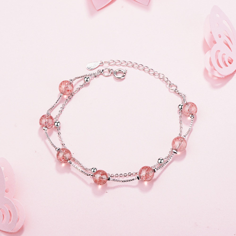 Double pink crystal bracelet - Minihomy