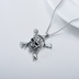 Sterling Silver Pirate Vintage Punk Style Skull Pendant Necklace for Men