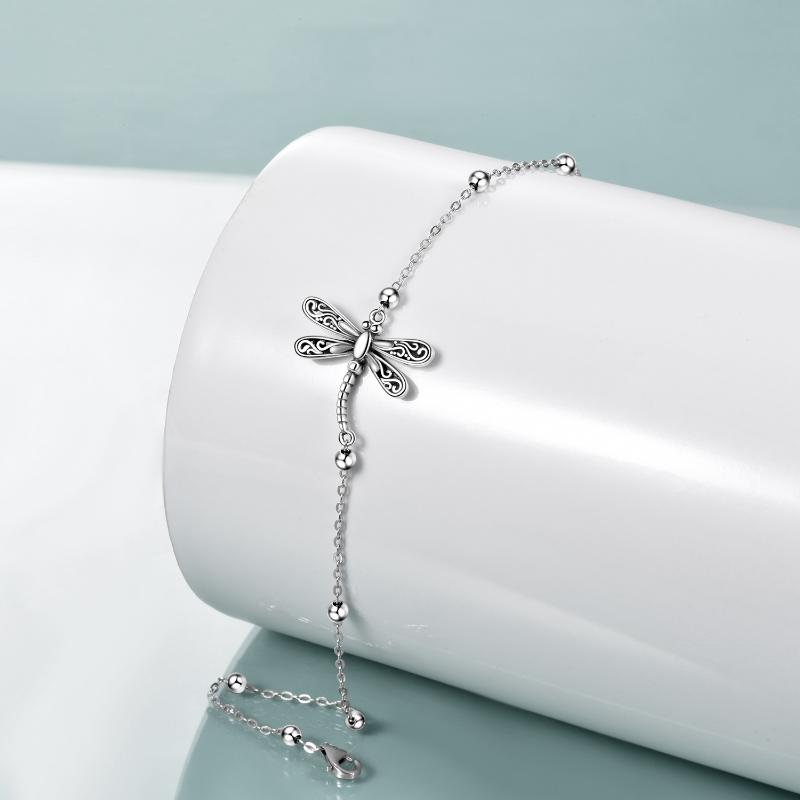 Dragonfly Anklet Sterling Silver Dragonfly Ankle Bracelet Dragonfly Jewelry for Women Gifts - Minihomy