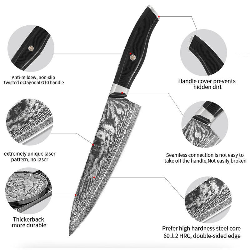 Japanese Damascus Household Chef's Knife - Minihomy