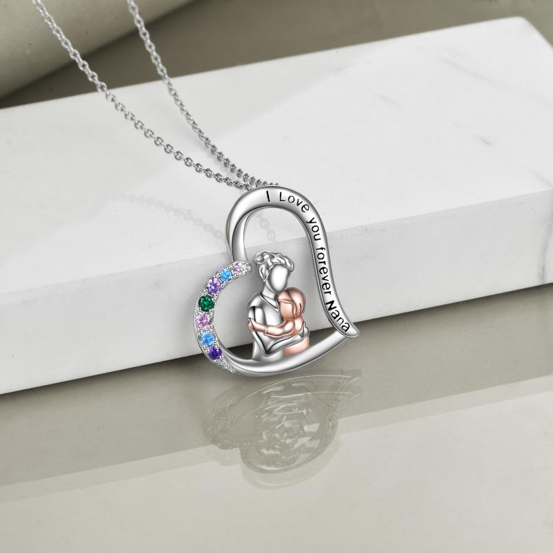 Nana Necklace Sterling Silver Cubic Zirconia for Grandma - Minihomy