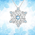 925 Sterling Silver Snowflake Pendant Necklace Blue and White  Romantic Jewelry Gift - Minihomy