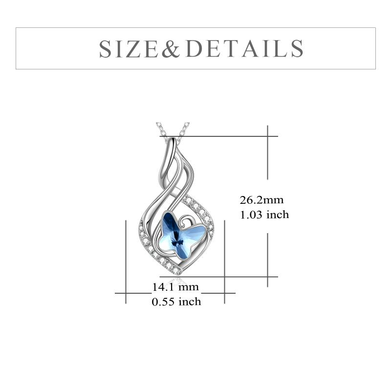 925 Sterling Silver Infinity Necklace Blue Crystal Butterfly Gift - Minihomy