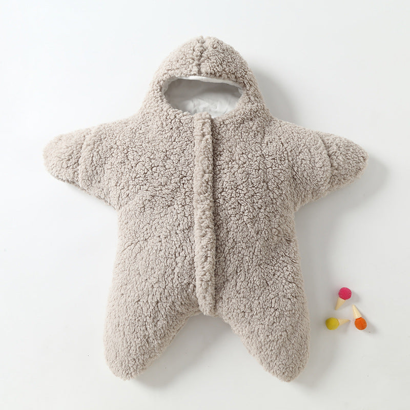 Newborn Baby Starfish Sleeping Bag - Lamb Velvet, Thick Cotton, Perfect for Winter Outings - Male and Female Babies - Minihomy