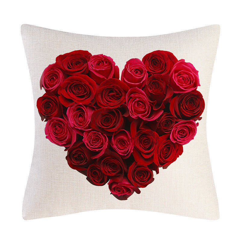 Valentine's Day Linen Pillowcase Holiday Gift