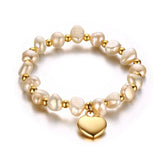 Titanium steel ball freshwater pearl handmade bracelet