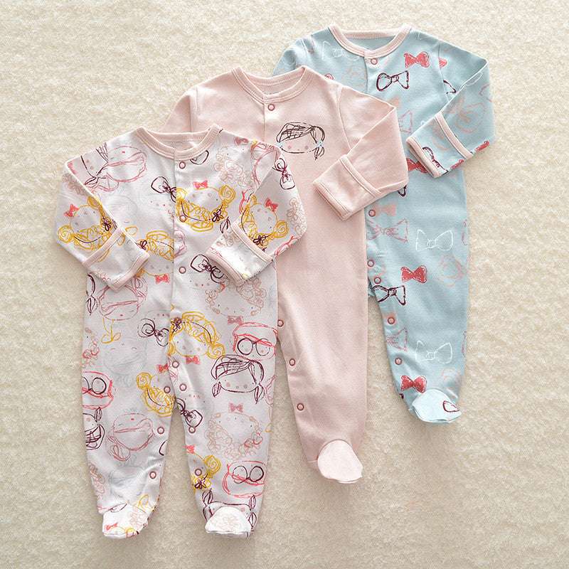 3pcs Flower Sleepsuit Baby Girl Pajamas Newborn Boy Clothes - Minihomy