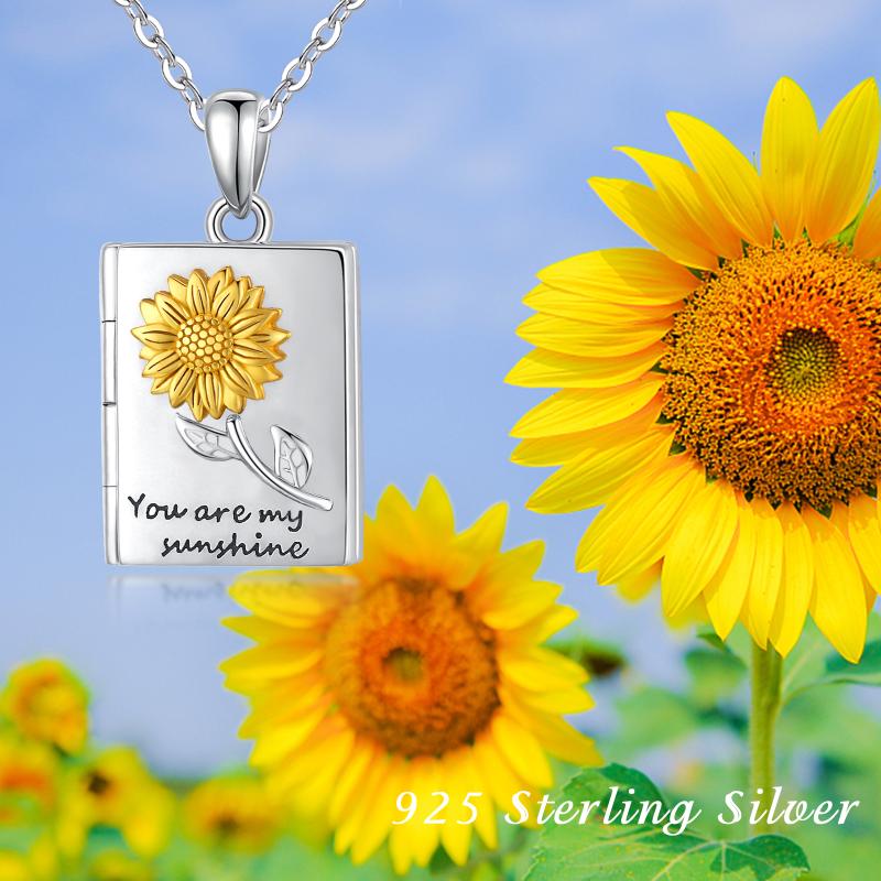 Sunflower Locket Necklace That Hold Pictures, You are My Sunshine Necklace