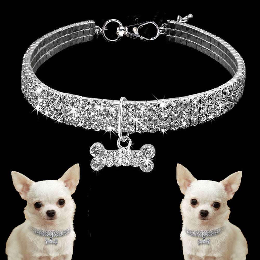 Bling Rhinestone Dog Collar Crystal Puppy Chihuahua Pet Dog Collars - Minihomy