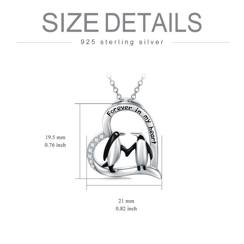 Sterling Silver Penguin Necklace Forever in My Heart Sister Friendship Pendant Jewelry Gifts for Sister Best Friend