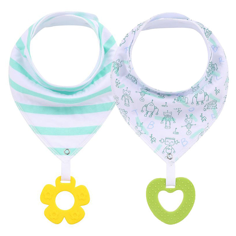 Baby Teether Triangle Baby Bandana Drool Bibs and Teeth Toys - Minihomy