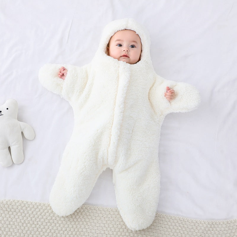 Newborn Baby Starfish Sleeping Bag - Lamb Velvet, Thick Cotton, Perfect for Winter Outings - Male and Female Babies - Minihomy