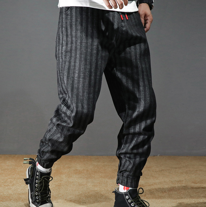 Japanese Style Men Jeans Stripe Designer Casual Denim Cargo Pants Men - Minihomy