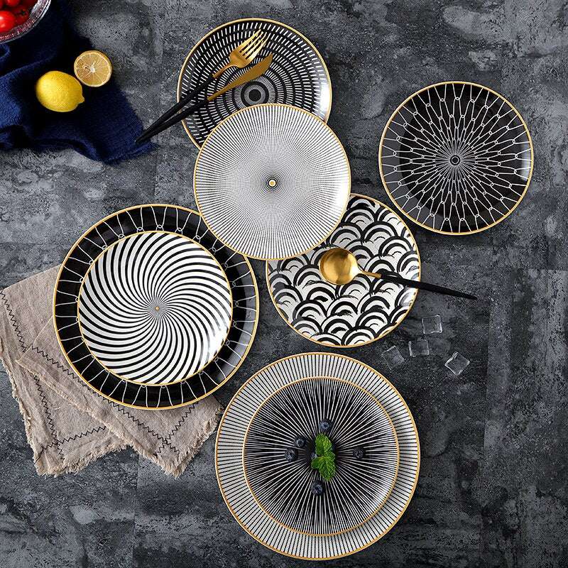 8-inch Nordic Style Geometric Series Ceramic Breakfast Plate - Minihomy