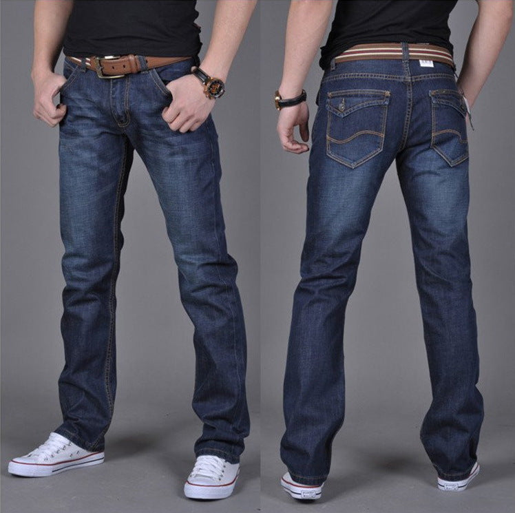 Men's Denim Long Pants Trendy Men's Denim Straight-Leg Pants - Minihomy