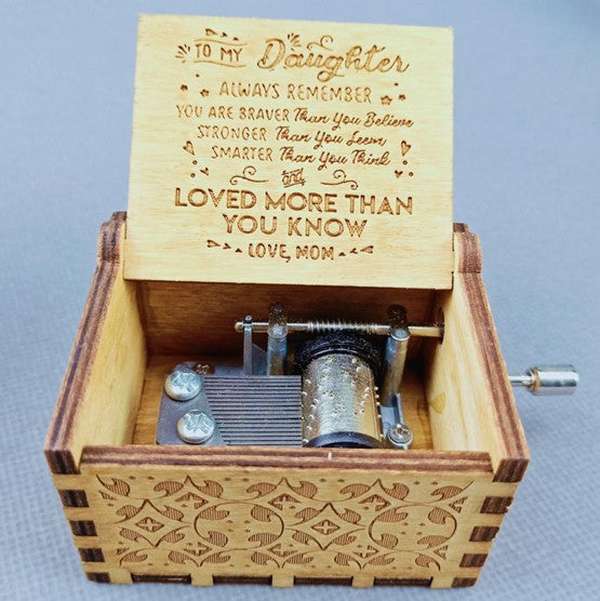 Antique Carved Wooden Hand Crank Music Box - Minihomy