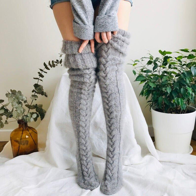 Knitted socks over the knee lengthened stockings - Minihomy